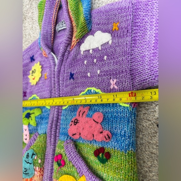 Mexicali Blues Peruvian Hand Knit zip up hooded sweater little girls acrylic - Picture 5 of 10